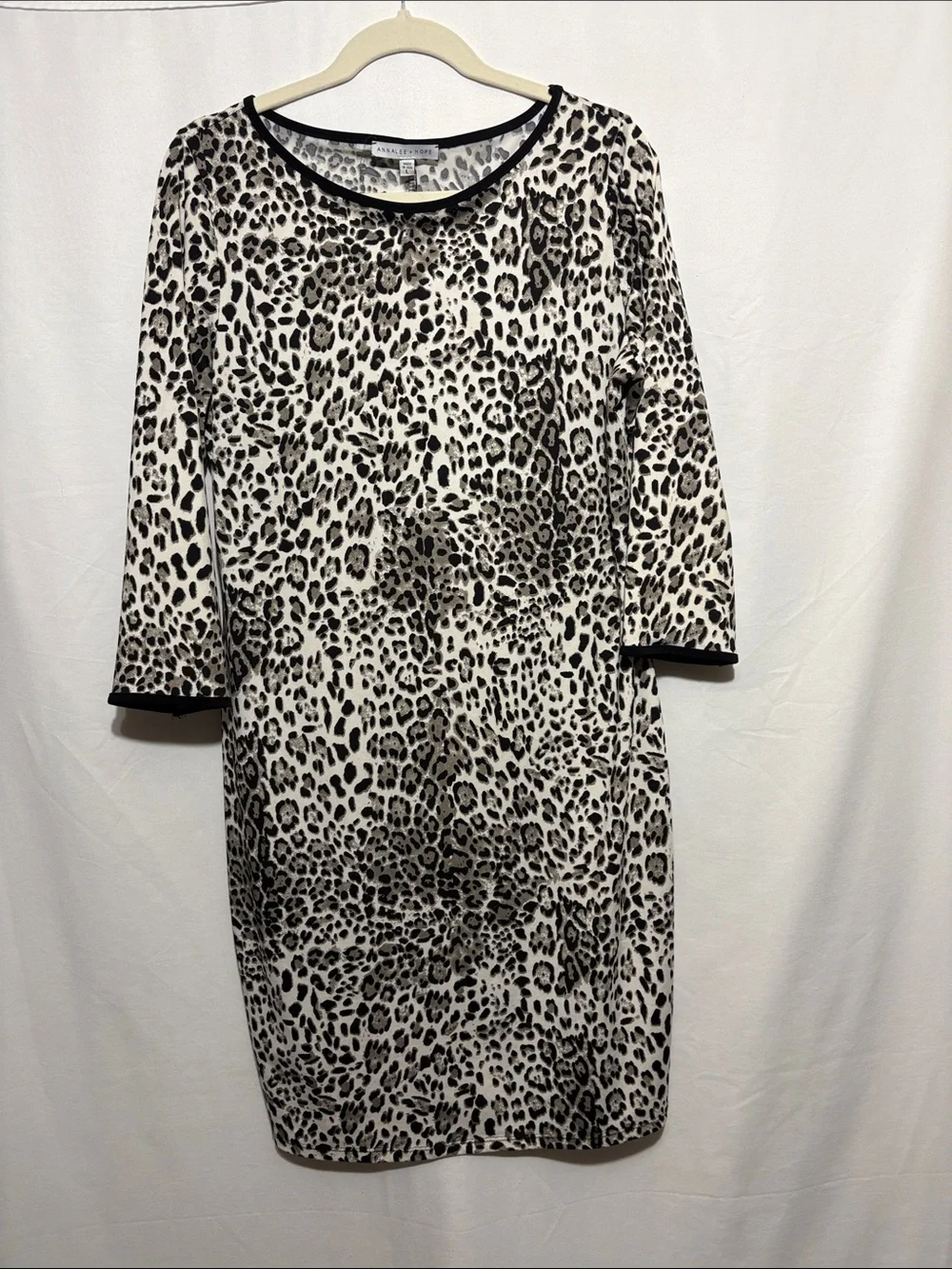 Annalee + Hope Black and White Leopard-Print Midi Sheath Dress